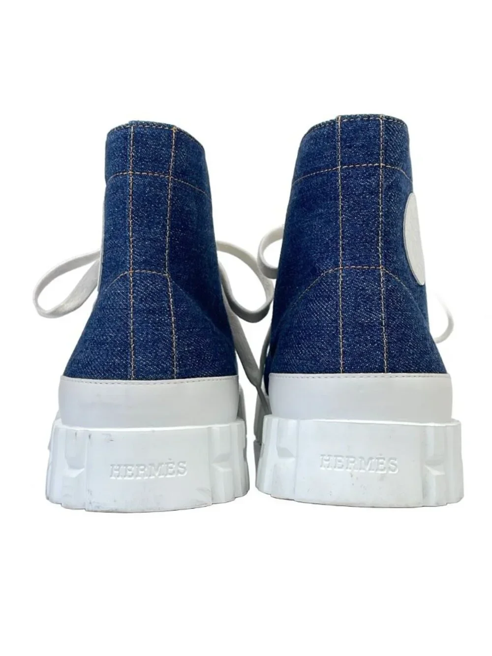 Hermes Climb Denim High Cut Sneakers 41.5 Indigo